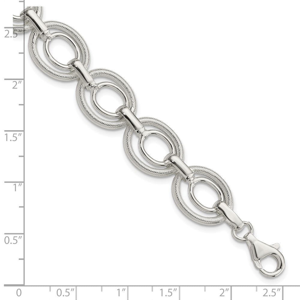 Sterling Silver Polished And Textured Link Bracelet