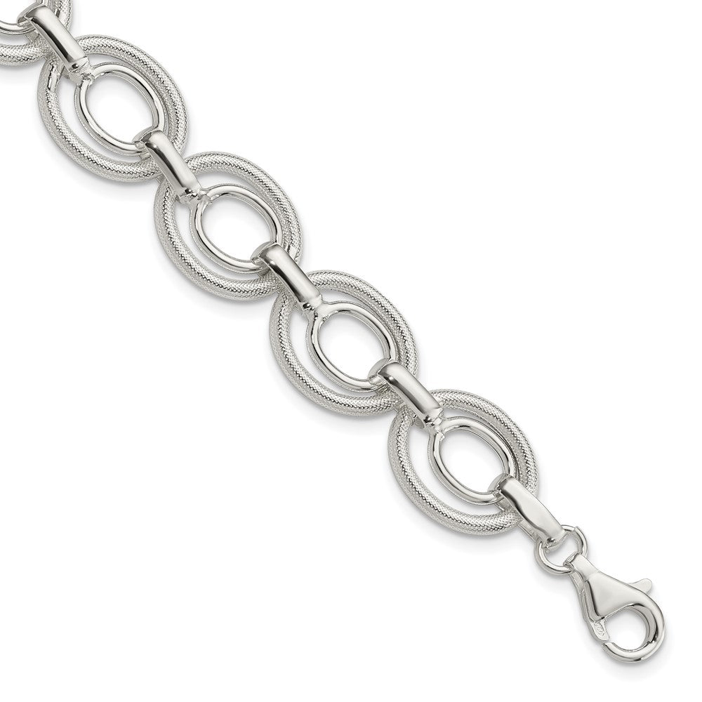 Sterling Silver Polished And Textured Link Bracelet