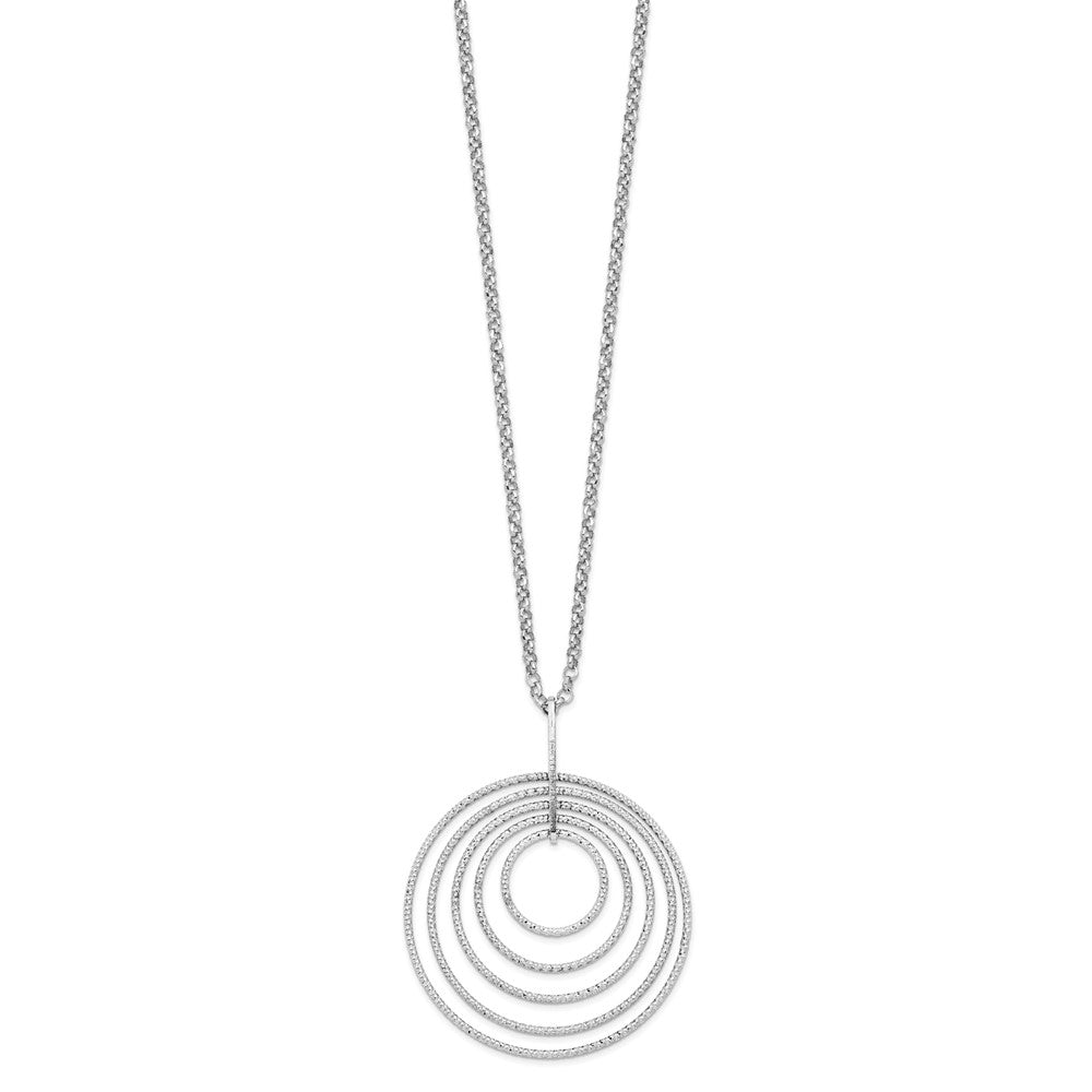 Sterling Silver Rhodium-plated D/C Multi-Circles w/2in ext Necklace