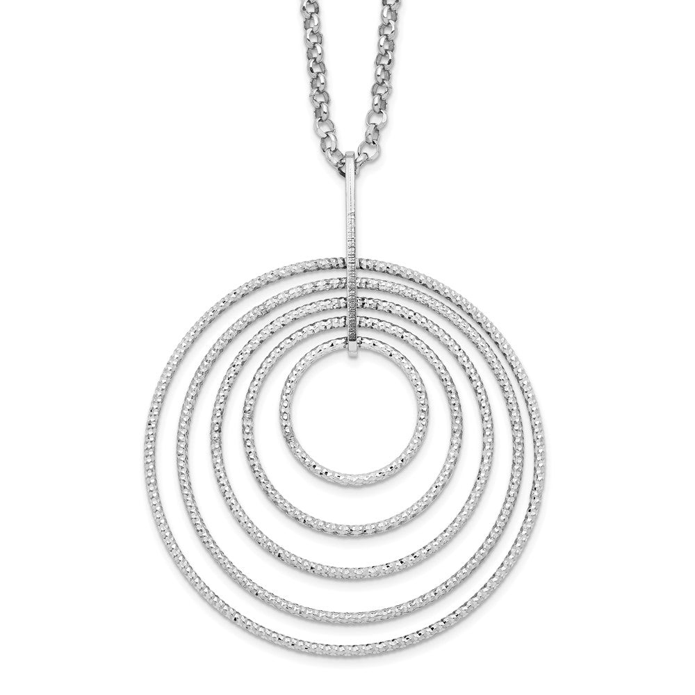 Sterling Silver Rhodium-plated D/C Multi-Circles w/2in ext Necklace