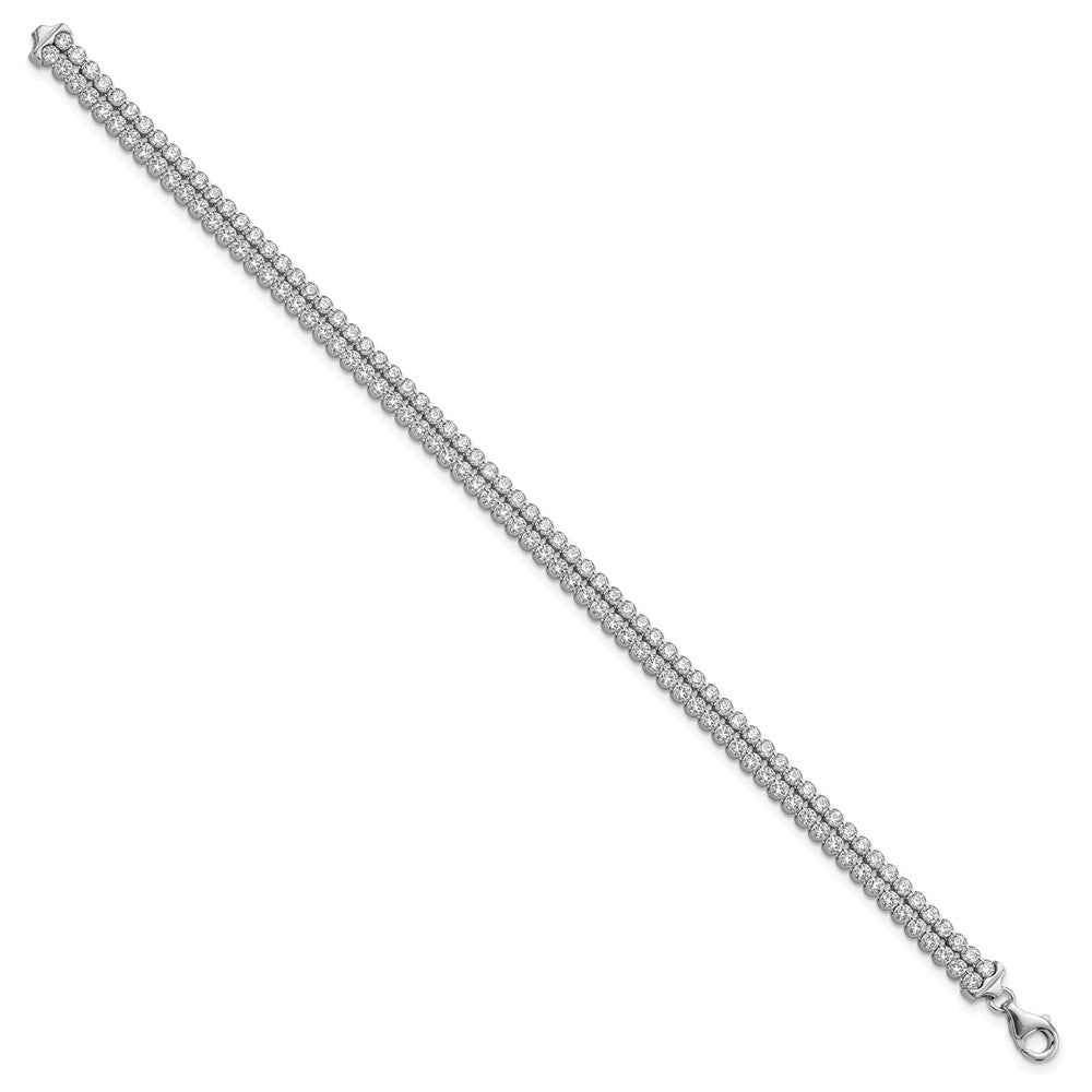 Sterling Silver Polished CZ 2 Strand Bracelet