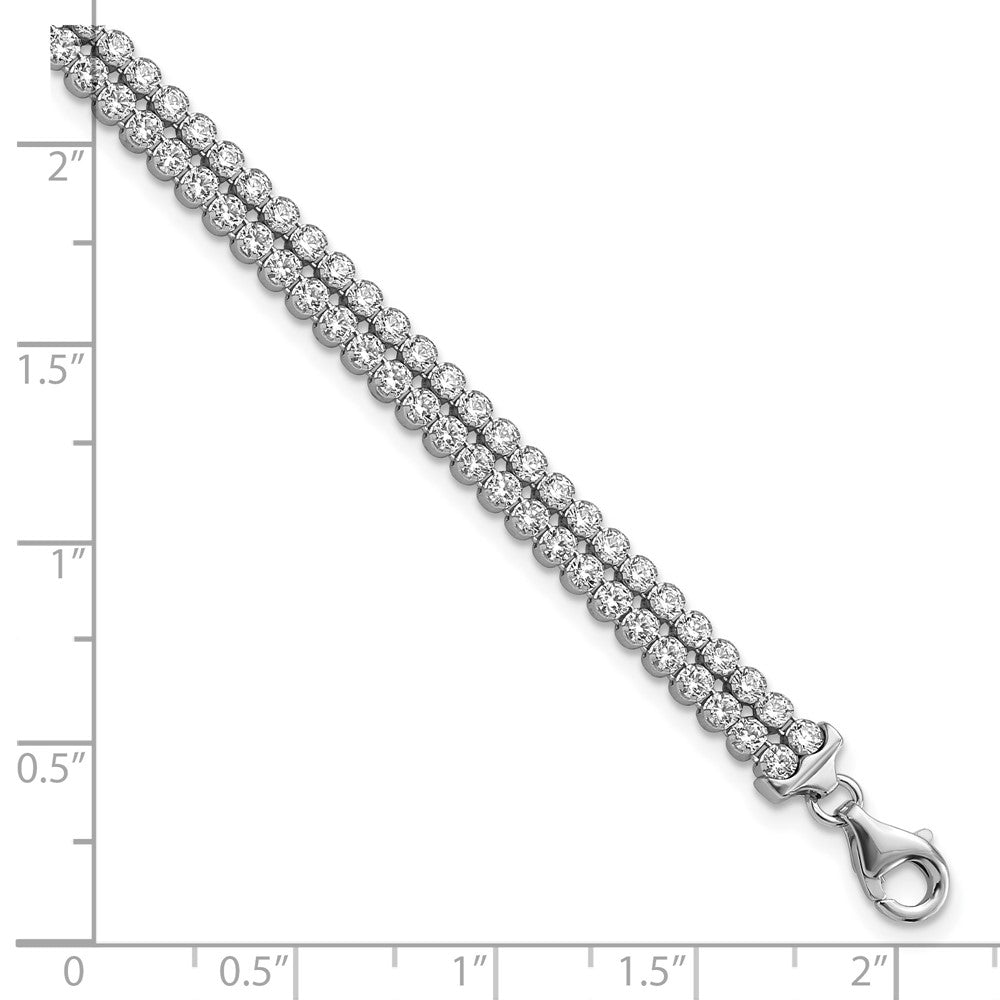 Sterling Silver Polished CZ 2 Strand Bracelet