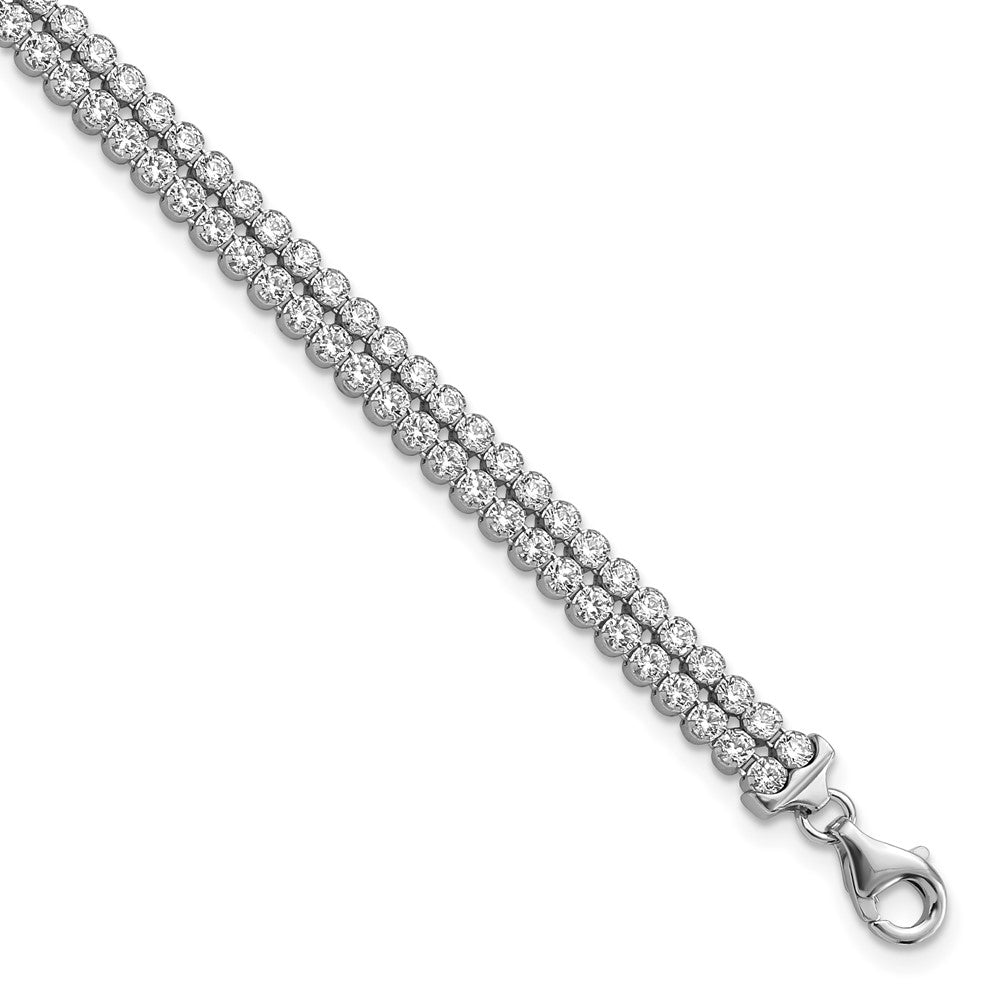 Sterling Silver Polished CZ 2 Strand Bracelet