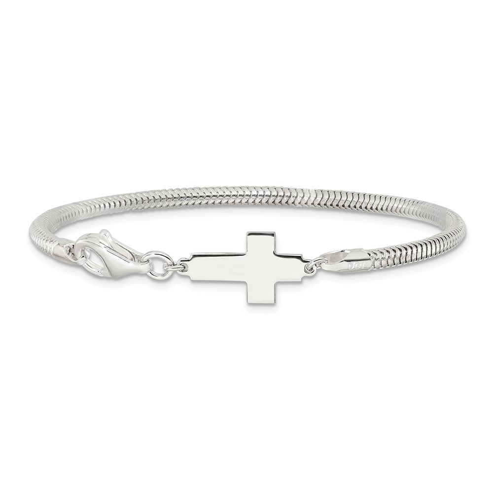 Sterling Silver Sideways Cross Bracelet