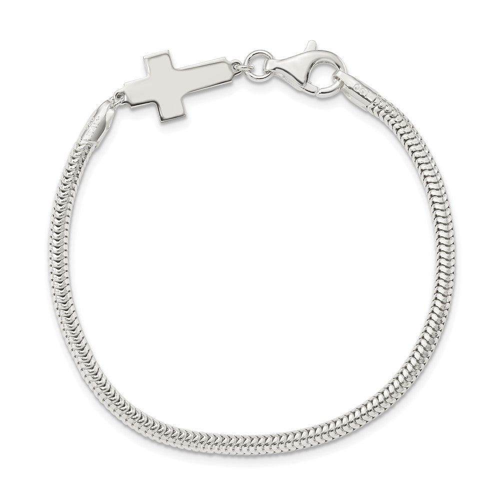 Sterling Silver Sideways Cross Bracelet