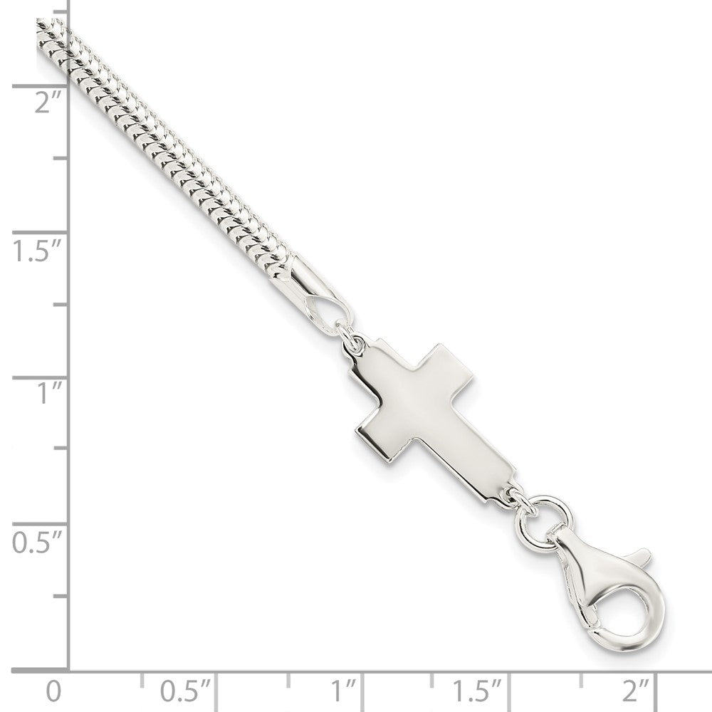 Sterling Silver Sideways Cross Bracelet