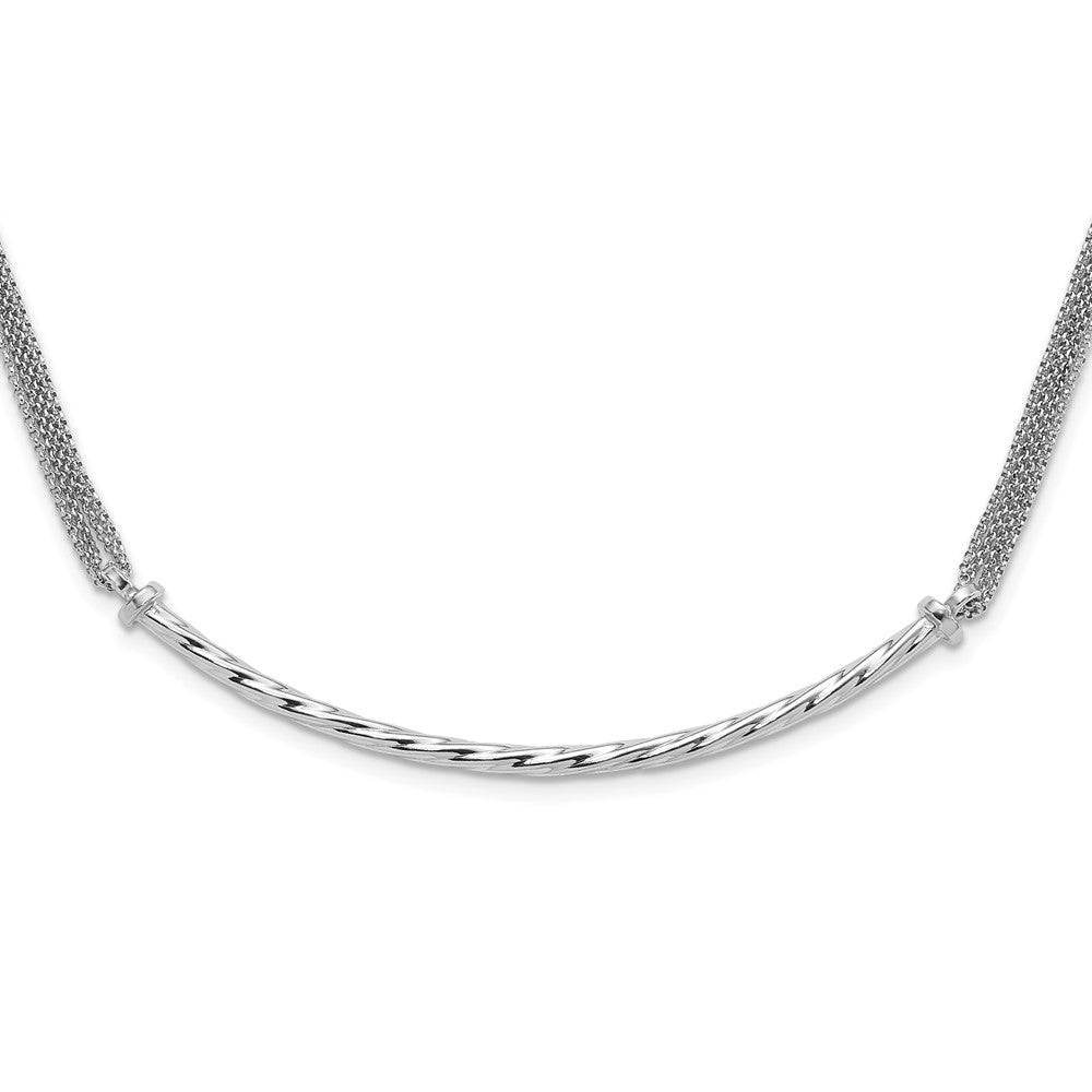 Sterling Silver Polished Multistrand Twisted Bar w/ .5in ext Necklace