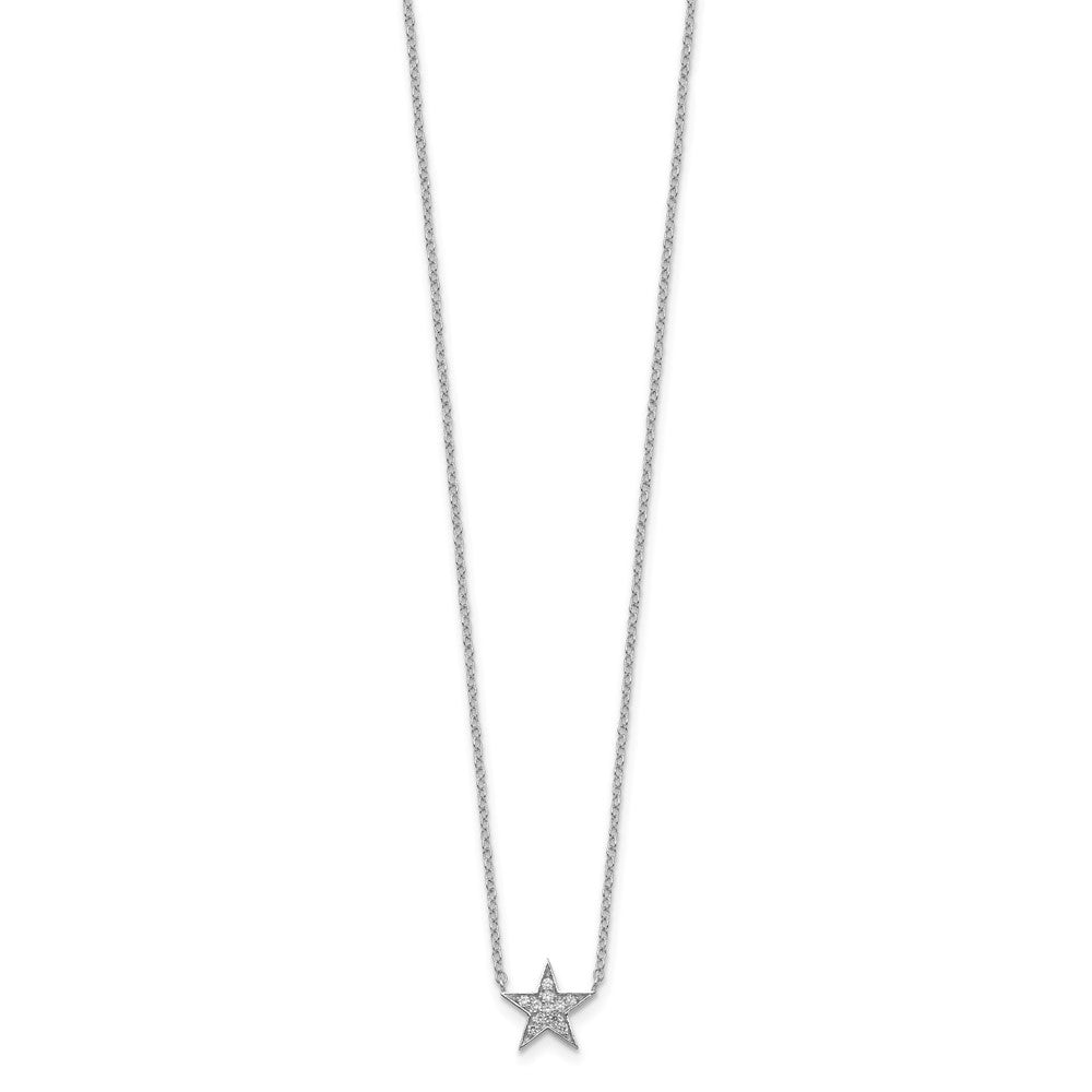 Sterling Silver Rhodium-plated CZ Star Necklace