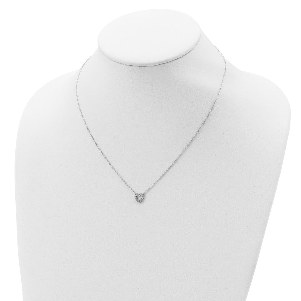 Sterling Silver Rhodium-plated CZ Open Heart 18 inch Necklace