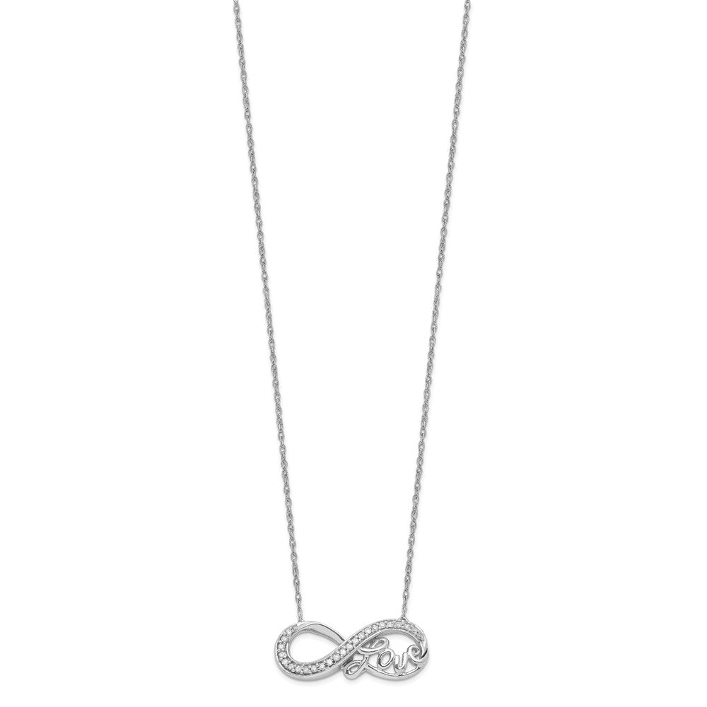 Sterling Silver Rhodium Diam. Infinity Symbol LOVE Necklace