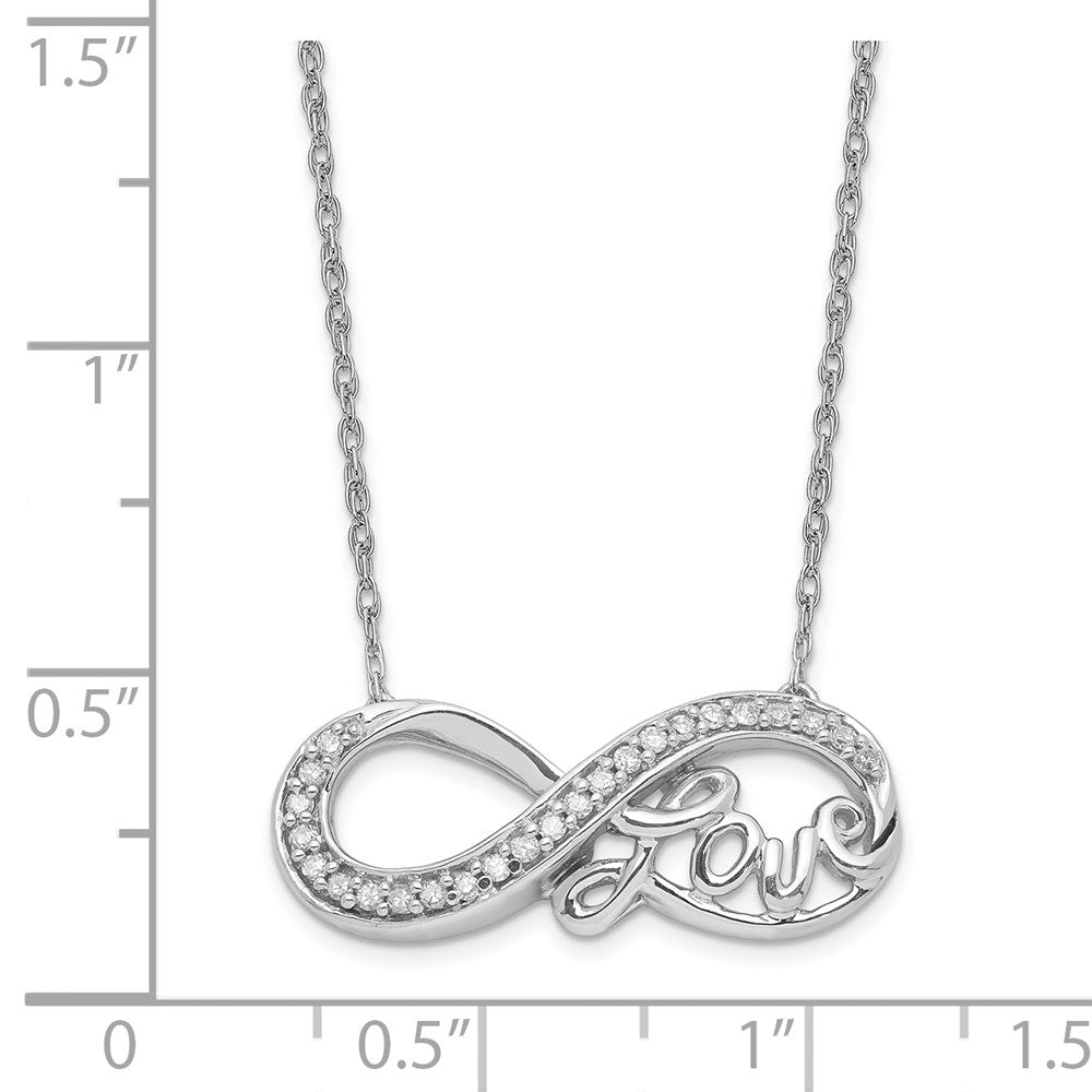 Sterling Silver Rhodium Diam. Infinity Symbol LOVE Necklace