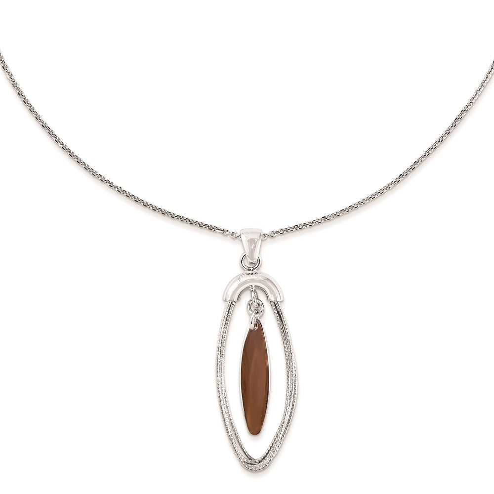 Sterling Silver Double Oval Rhodium Plated 18 Necklace