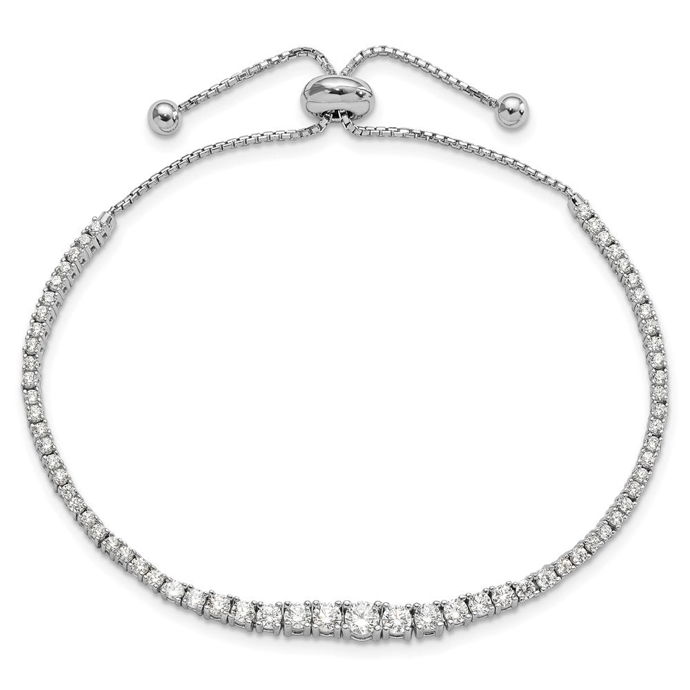 Sterling Shimmer Sterling Silver Rhodium-plated 67 Stone Graduated CZ Adjustable 5 inch up to 9 inch Bracelet