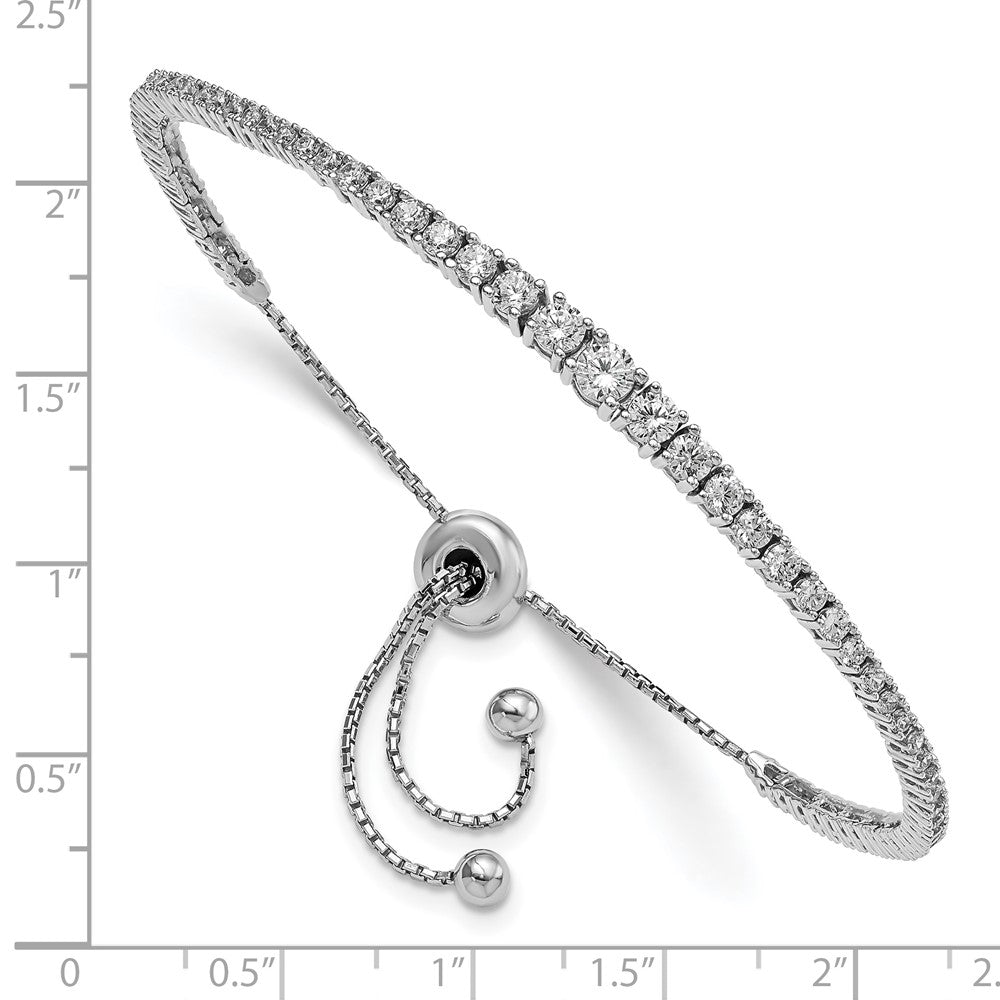 Sterling Shimmer Sterling Silver Rhodium-plated 67 Stone Graduated CZ Adjustable 5 inch up to 9 inch Bracelet