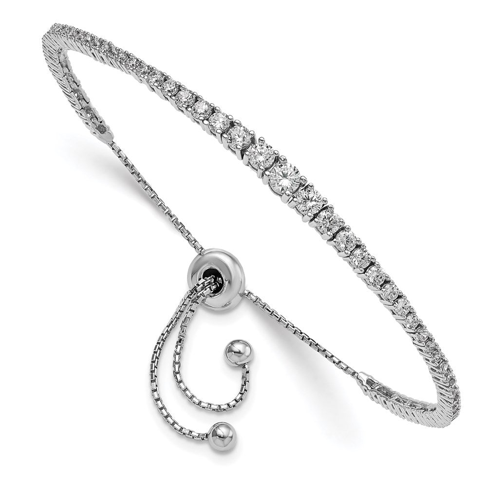 Sterling Shimmer Sterling Silver Rhodium-plated 67 Stone Graduated CZ Adjustable 5 inch up to 9 inch Bracelet