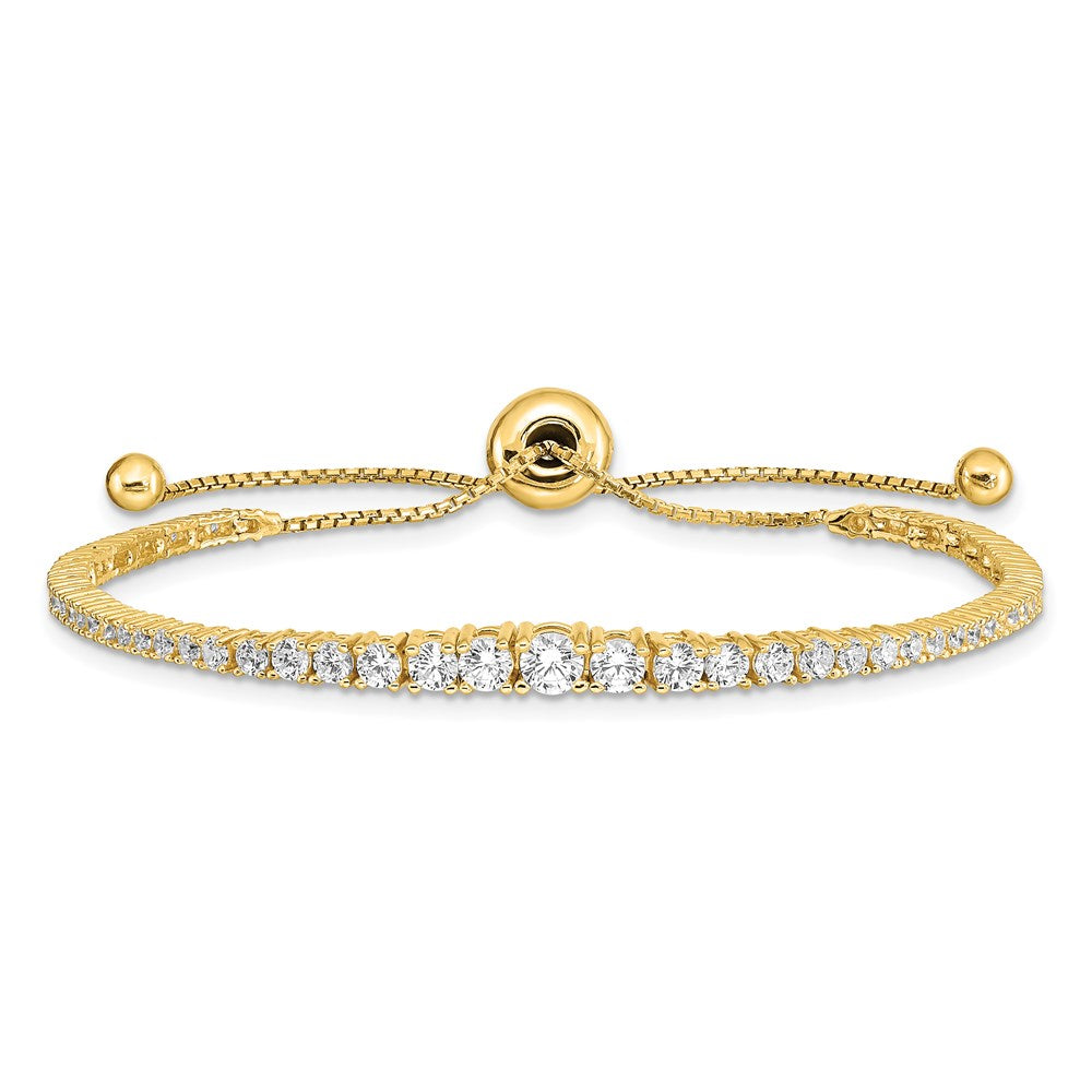 Sterling Shimmer Sterling Silver Gold-tone Flash Gold-plated 67 Stone Graduated CZ Adjustable 5 inch up to 9 inch Bracelet