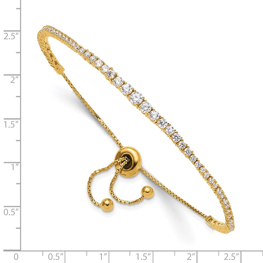 Sterling Shimmer Sterling Silver Gold-tone Flash Gold-plated 67 Stone Graduated CZ Adjustable 5 inch up to 9 inch Bracelet