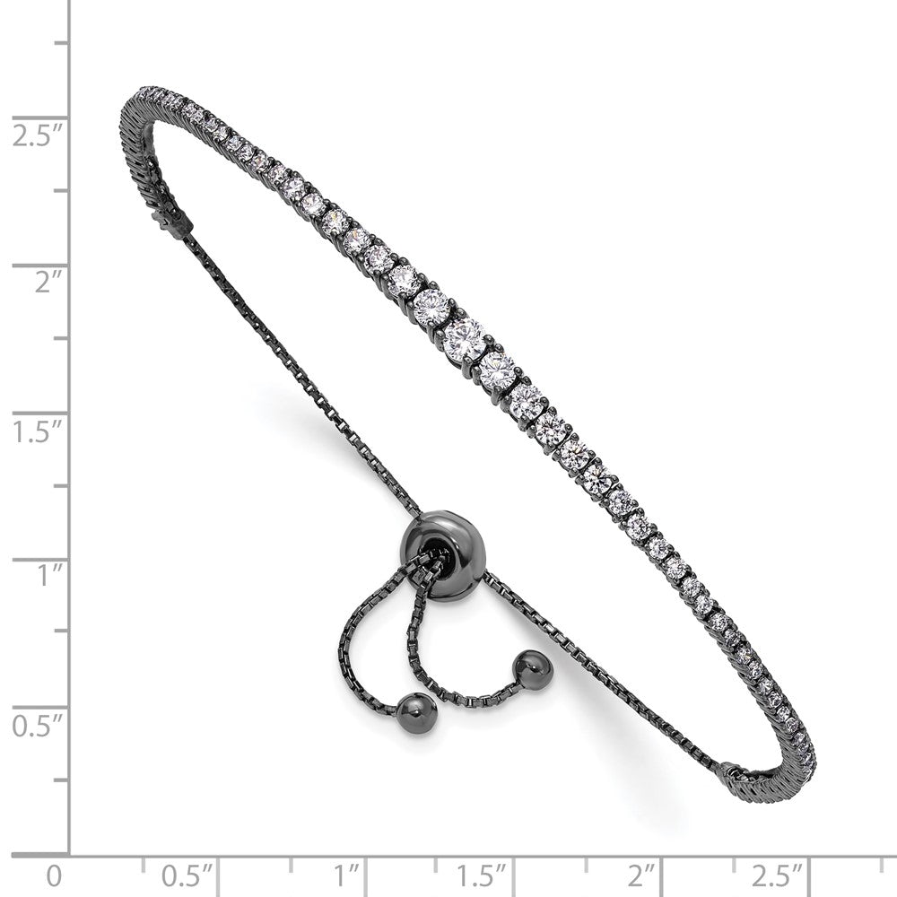 Sterling Shimmer Sterling Silver Black Rhodium-plated 67 Stone Graduated CZ Adjustable 5 inch up to 9 inch Bracelet