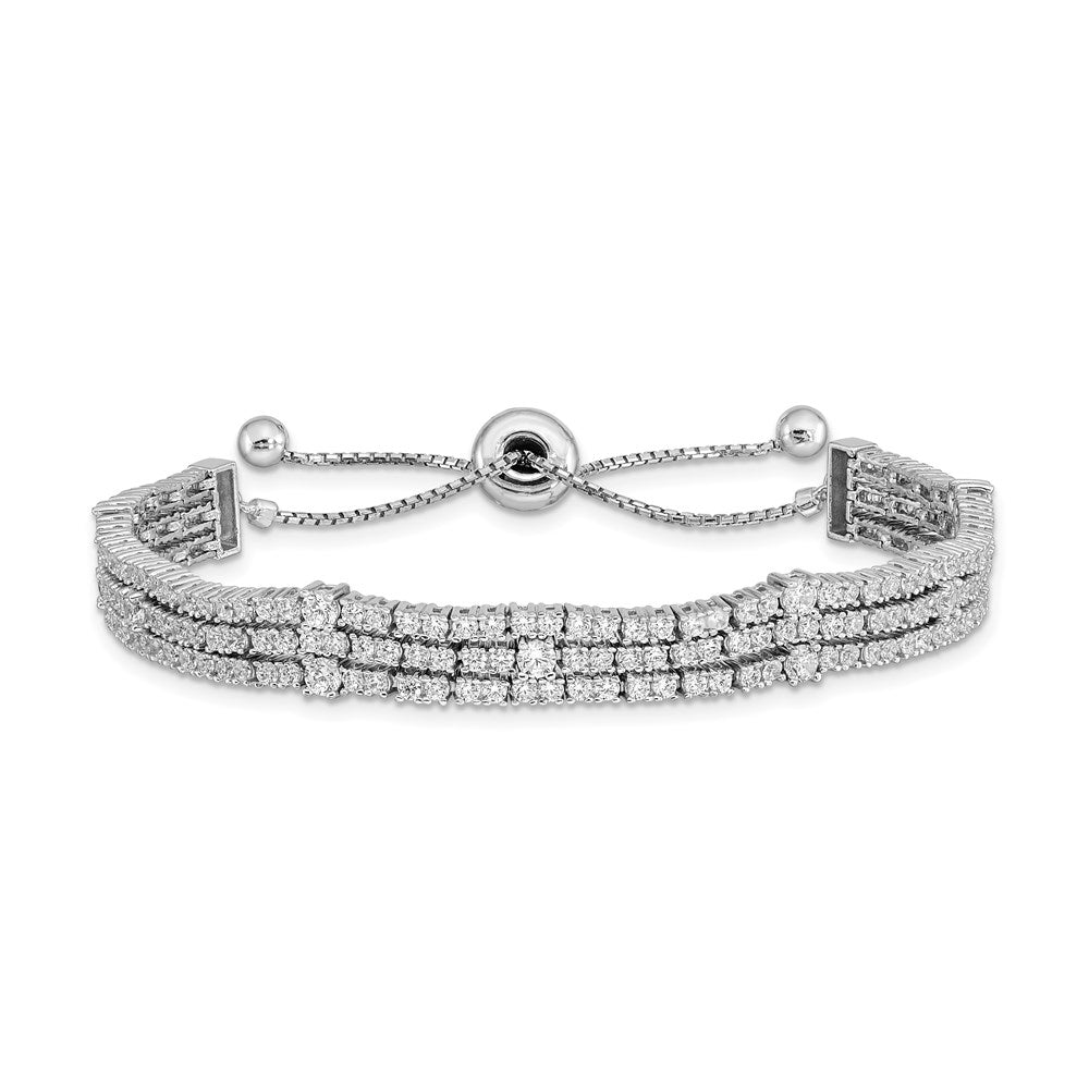 Sterling Shimmer Sterling Silver Rhodium-plated 205 Stone CZ Adjustable 5 inch up to 9 inch Bracelet