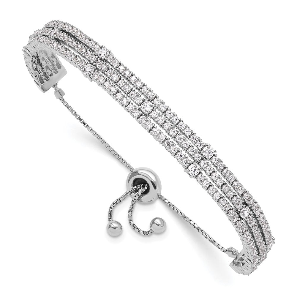 Sterling Shimmer Sterling Silver Rhodium-plated 205 Stone CZ Adjustable 5 inch up to 9 inch Bracelet