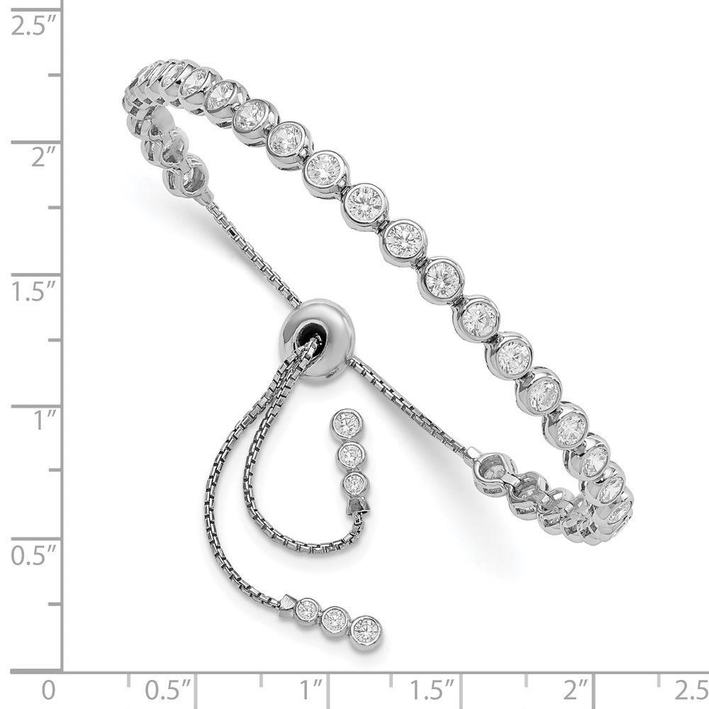 Sterling Shimmer Sterling Silver Rhodium-plated 34 Stone CZ Adjustable Bracelet