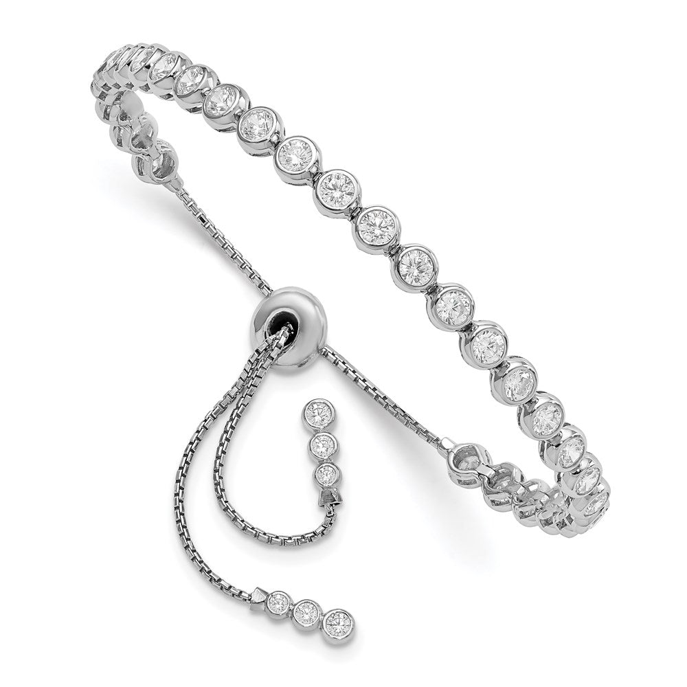 Sterling Shimmer Sterling Silver Rhodium-plated 34 Stone CZ Adjustable Bracelet