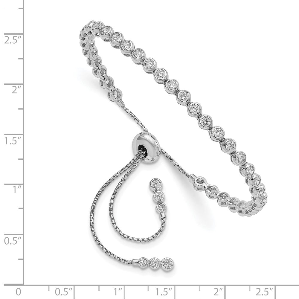 Sterling Shimmer Sterling Silver Rhodium-plated 44 Stone CZ Adjustable Bracelet