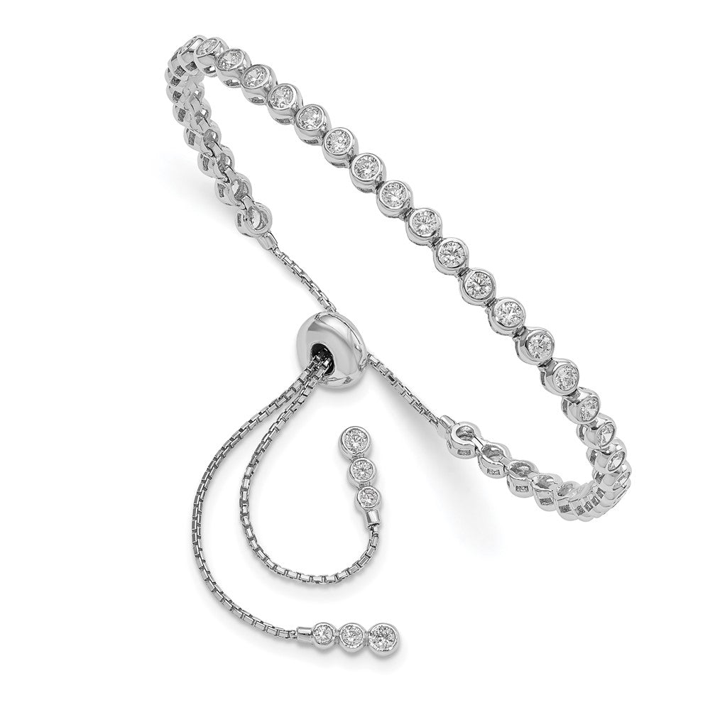 Sterling Shimmer Sterling Silver Rhodium-plated 44 Stone CZ Adjustable Bracelet