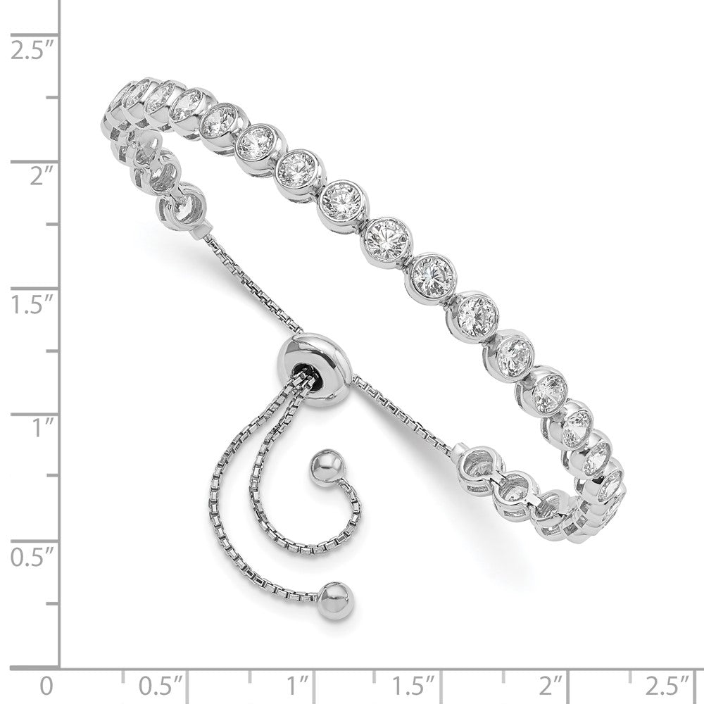 Sterling Shimmer Sterling Silver Rhodium-plated 26 Stone CZ Adjustable Bracelet