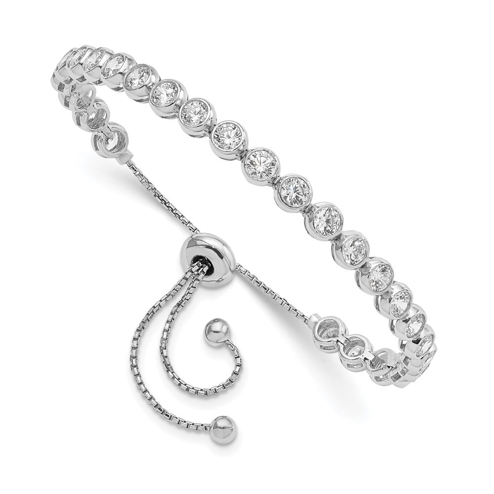 Sterling Shimmer Sterling Silver Rhodium-plated 26 Stone CZ Adjustable Bracelet