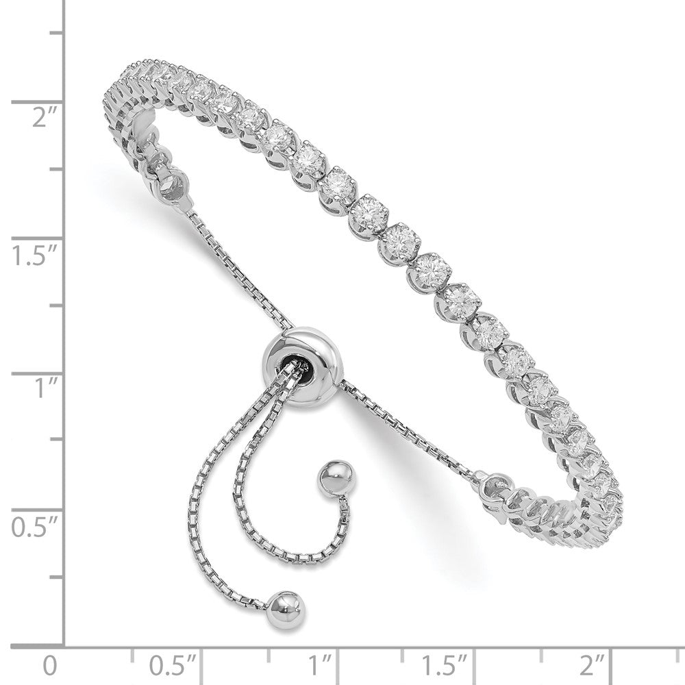 Sterling Shimmer Sterling Silver Rhodium-plated 39 Stone CZ Adjustable Bracelet