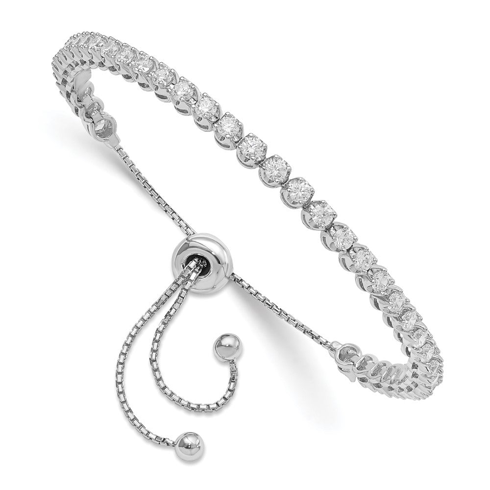 Sterling Shimmer Sterling Silver Rhodium-plated 39 Stone CZ Adjustable Bracelet