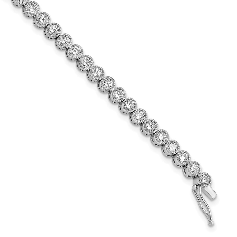 Sterling Shimmer Sterling Silver Rhodium-plated 7 inch 45 Stone CZ Tennis Bracelet