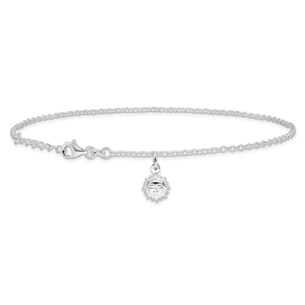 Sterling Silver Sun 10 inch Plus 1 inch Ext. Anklet