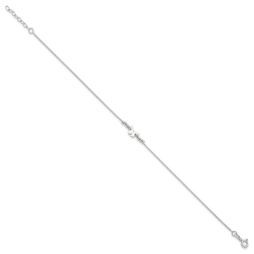 Sterling Silver Polished 9in Plus 1in Ext Butterfly Anklet