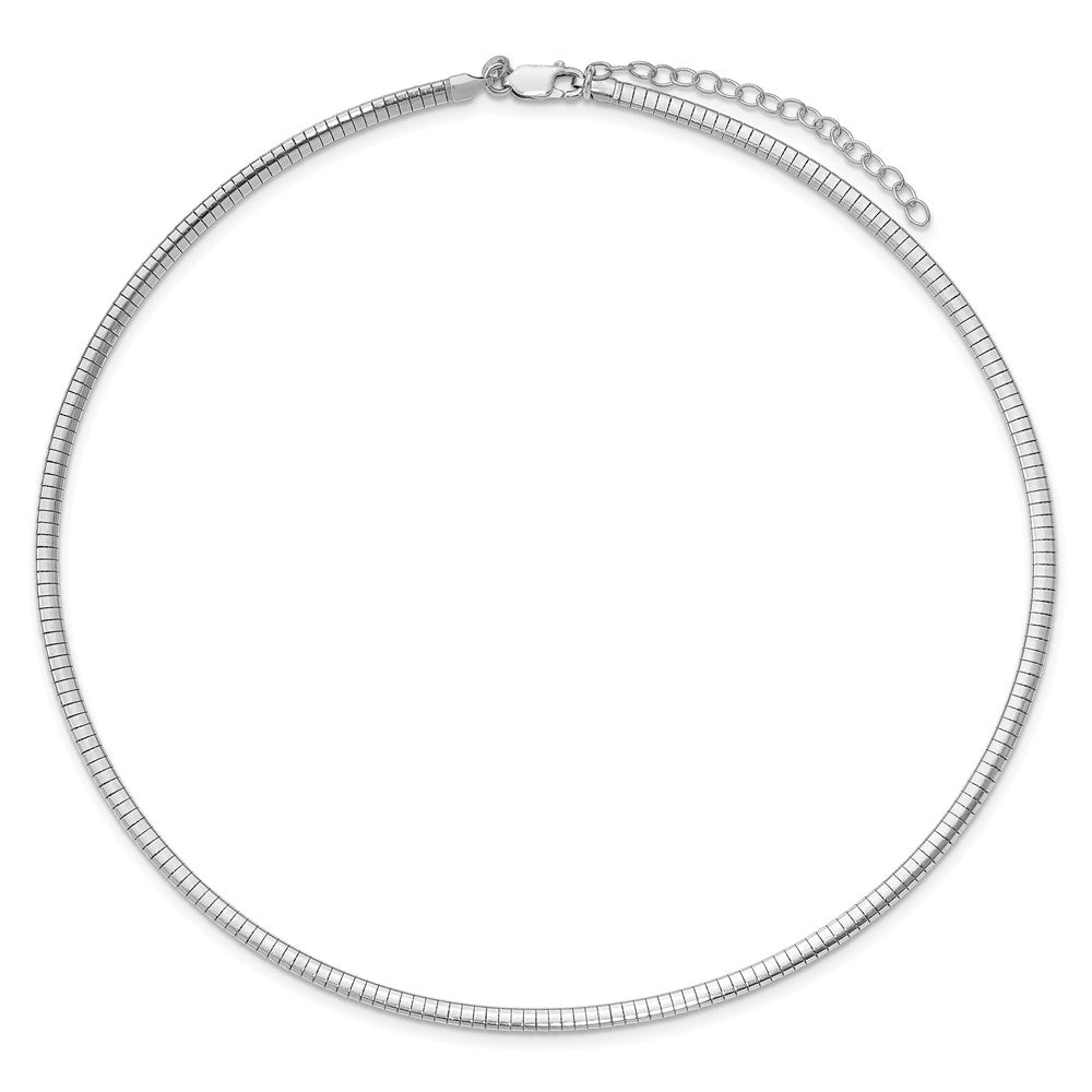 Sterling Silver Rhodium-plated 3.25mm w/2in. Ext Cubetto Chain