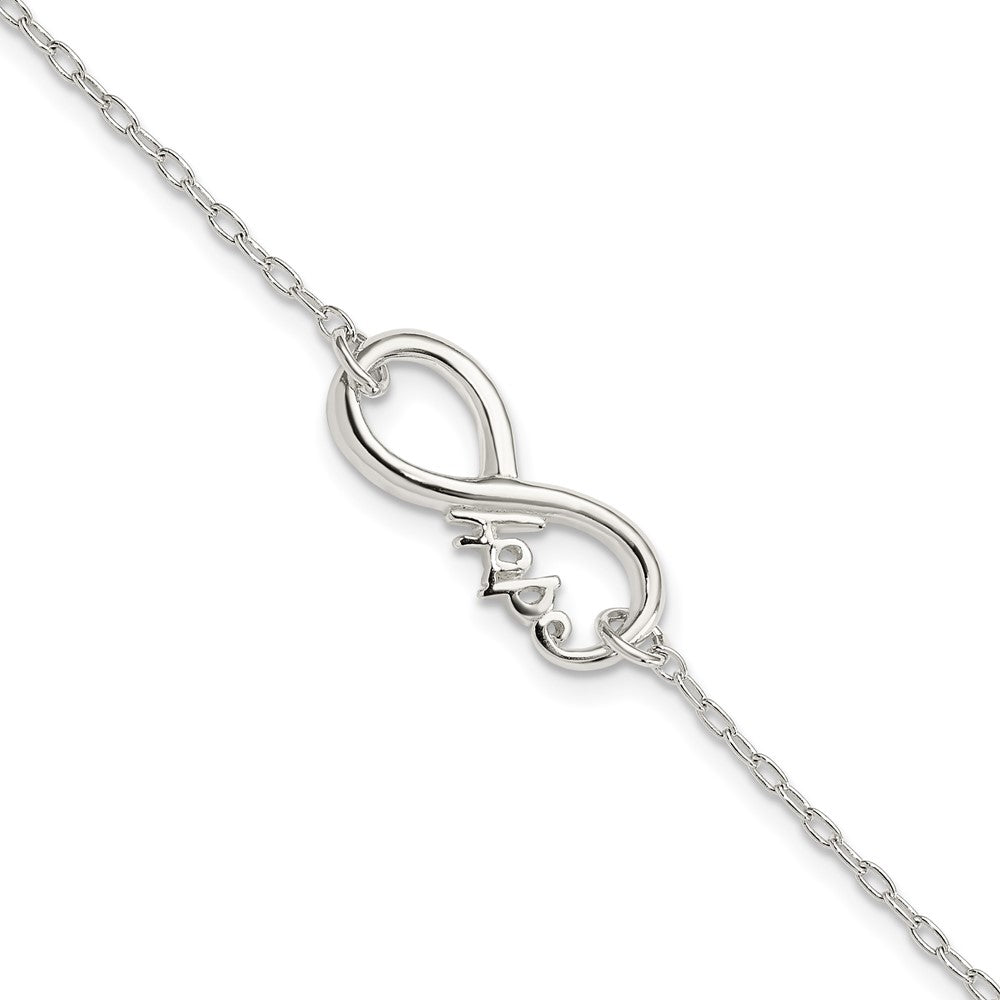 Sterling Silver Polished Infinity Sign w/HOPE 7.5 inch Bracelet