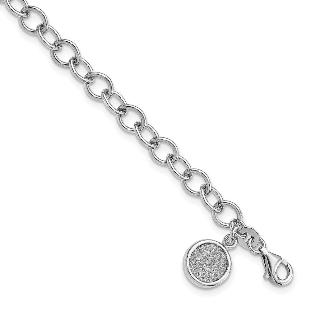 Sterling Silver Rhodium-plated Glitter Enamel Circle Bracelet