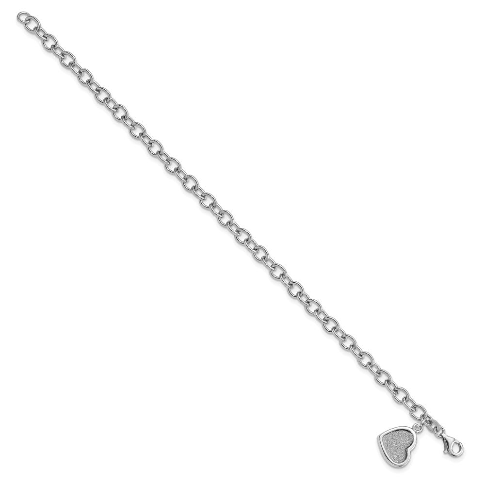 Sterling Silver Rhodium-plated Glitter Enamel Heart Bracelet