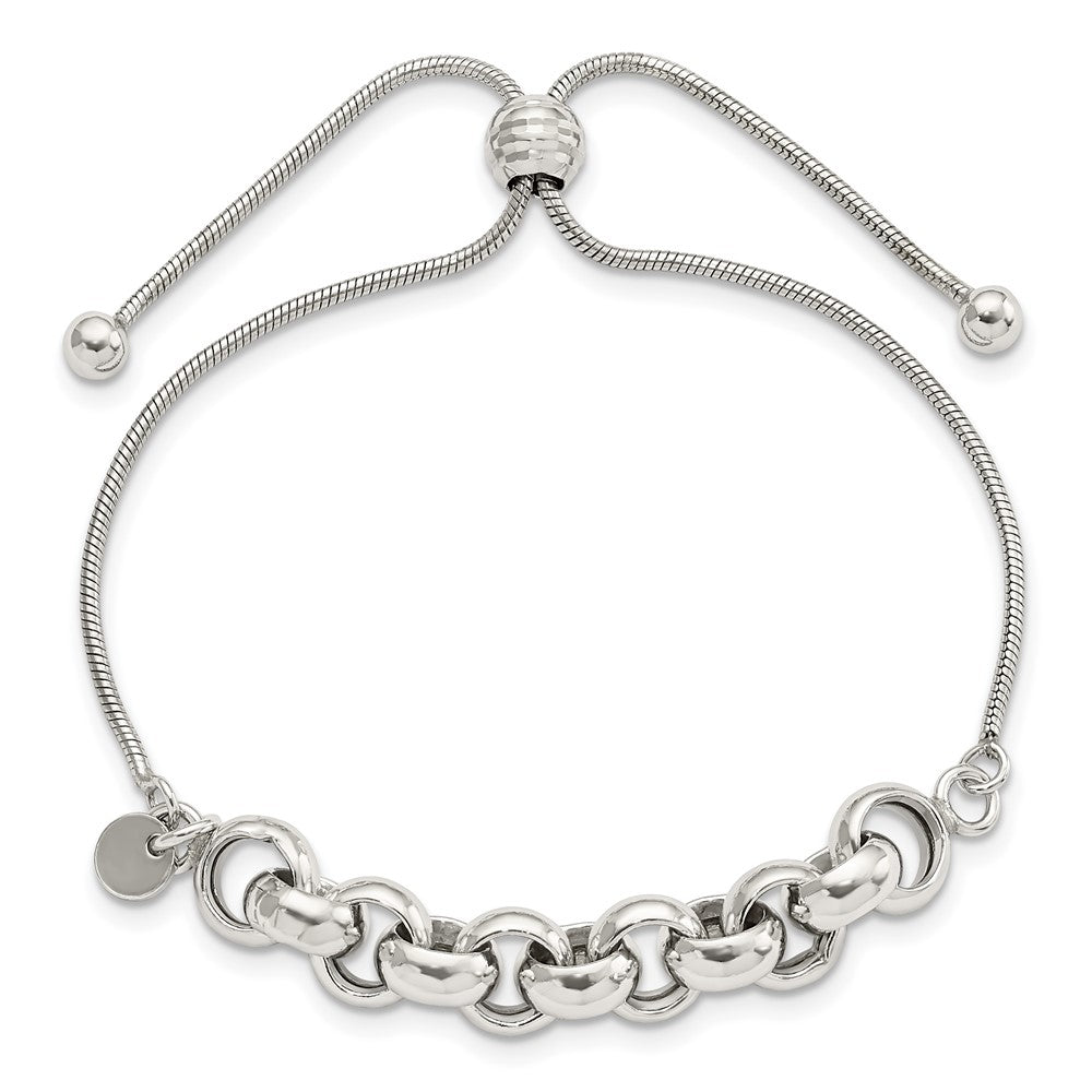 Sterling Silver Polished Adjustable Slip-on Bracelet