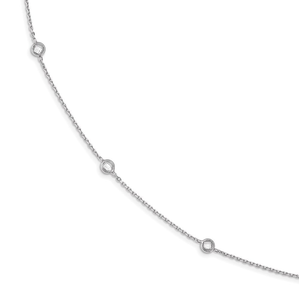 Sterling Silver Rhodium-plated 11-Station CZ Polished Necklace