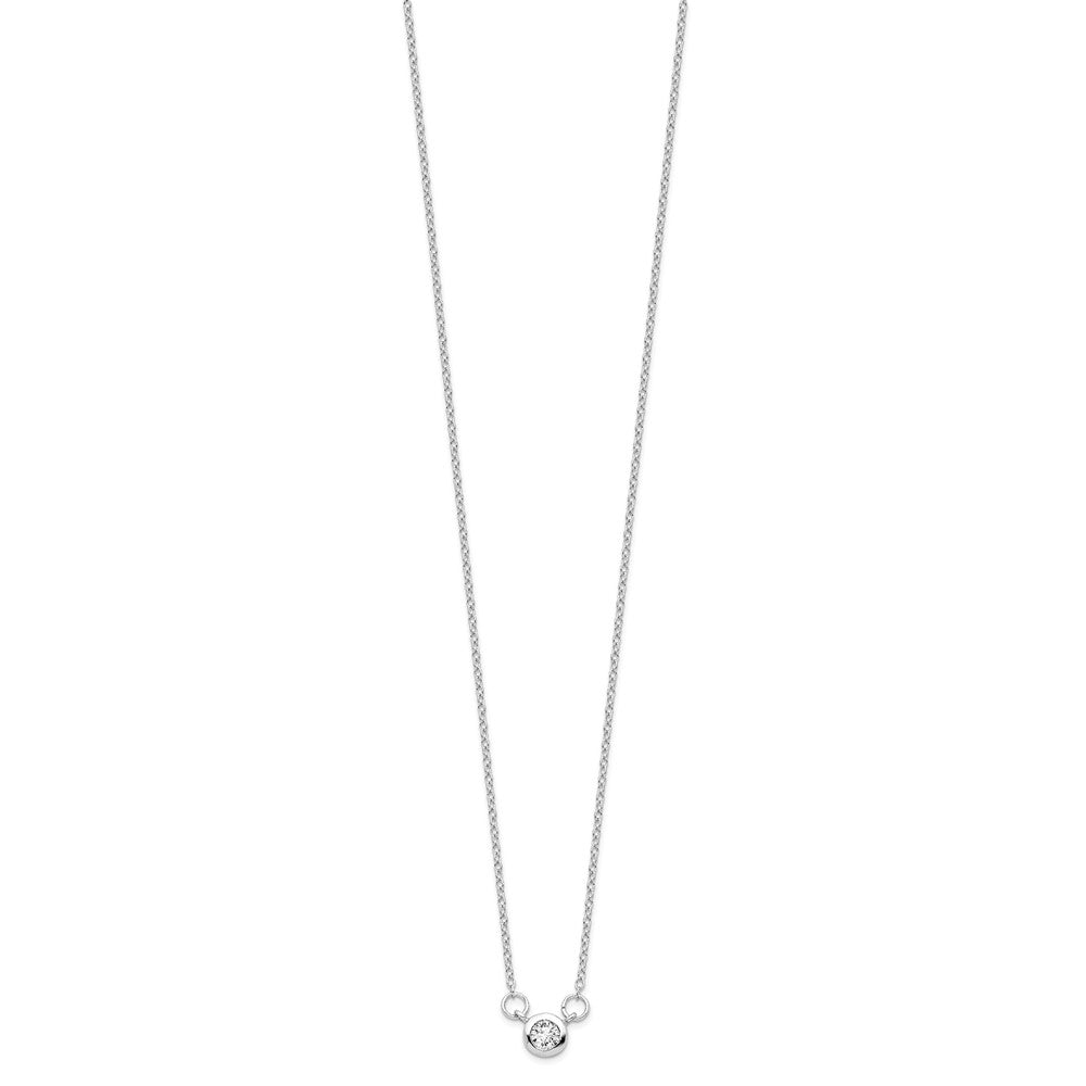 Sterling Silver Rhodium-plated 18in Bezel-set 5mm CZ Necklace