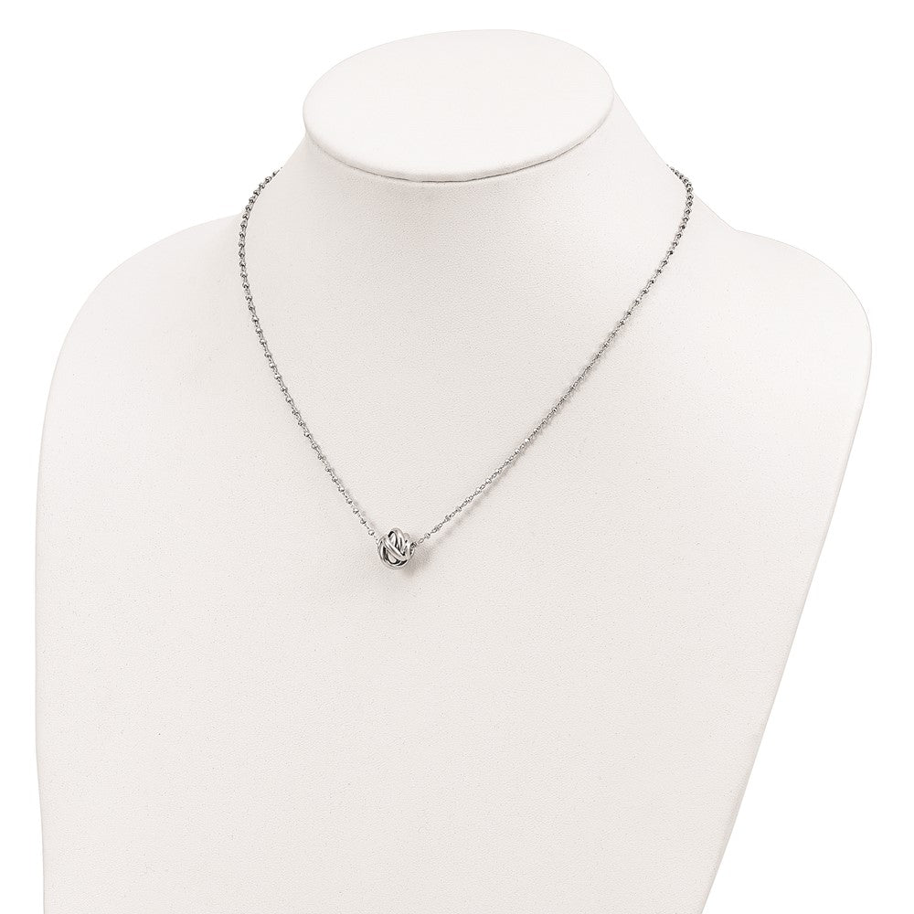 Sterling Silver Rhodium-plated Polished Love Knot D/C Chain Necklace