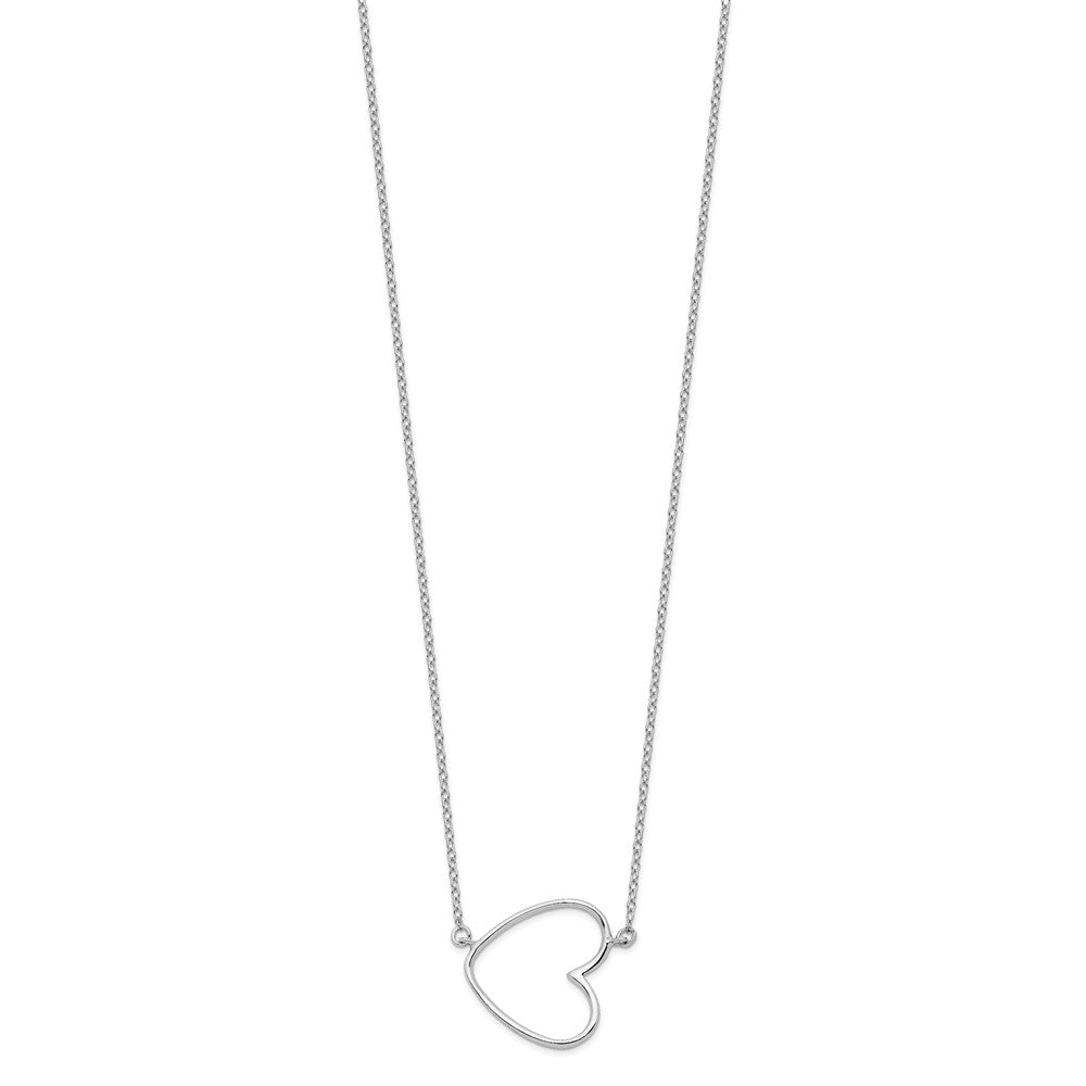 Sterling Silver Rhodium-plated 18in Heart Necklace