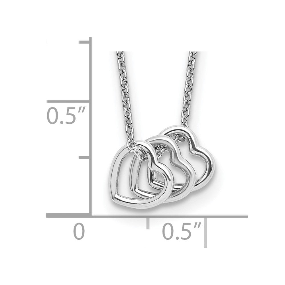 Sterling Silver Rhodium-plated 18in Hearts Necklace