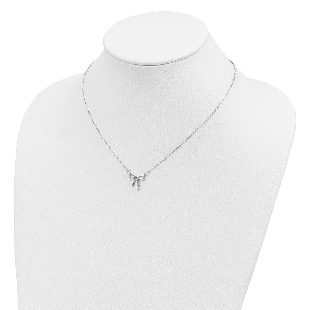 Sterling Silver Rhodium-plated 18in Bow Necklace