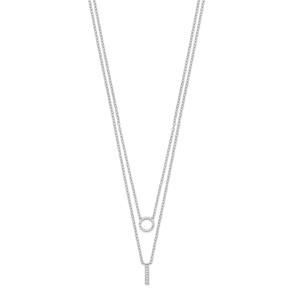 Sterling Silver Rhodium-plated CZ  2-Strand Necklace