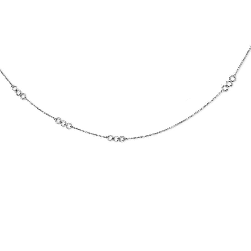 Sterling Silver Rhodium-plated Diamond-cut Circles Necklace