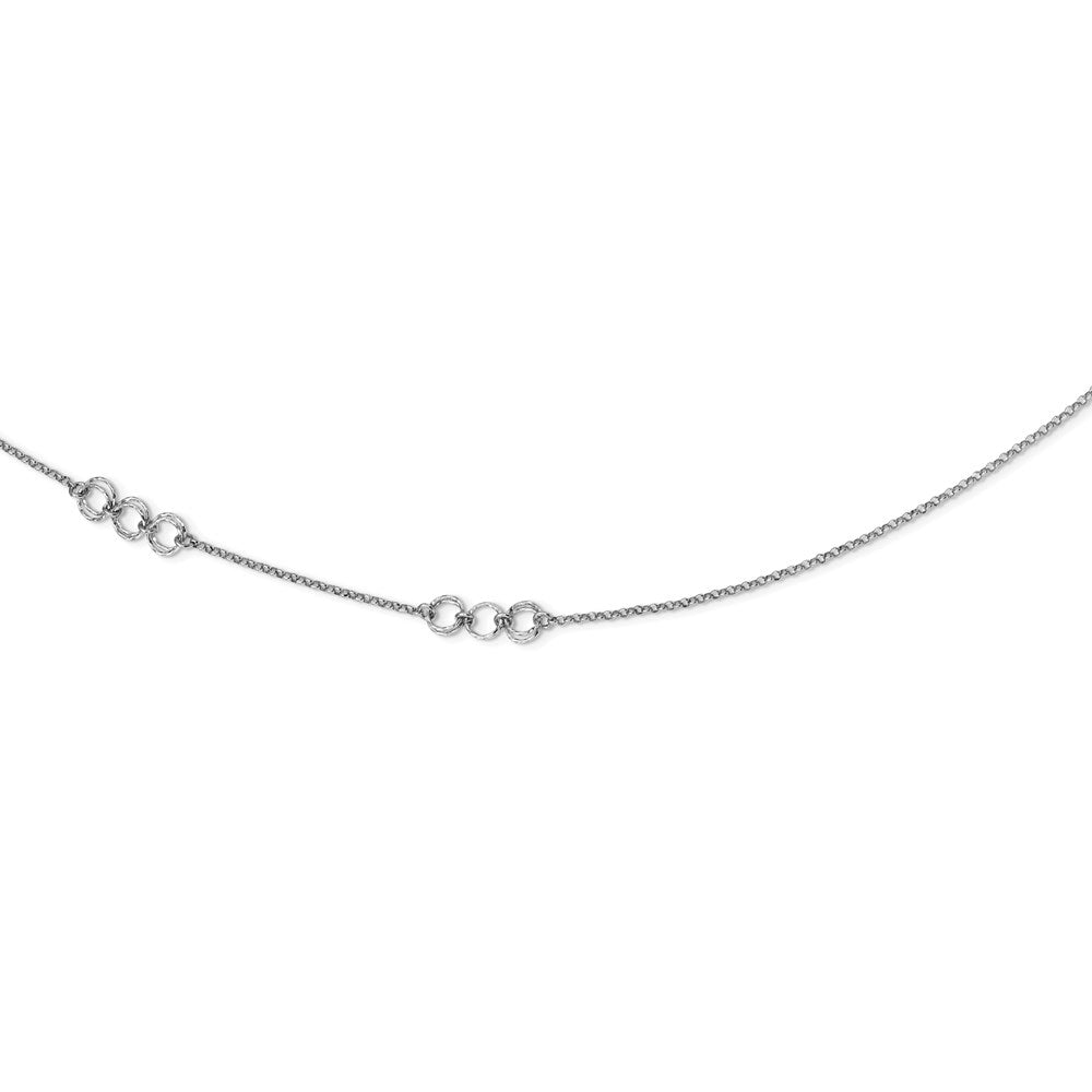 Sterling Silver Rhodium-plated Diamond-cut Circles Necklace