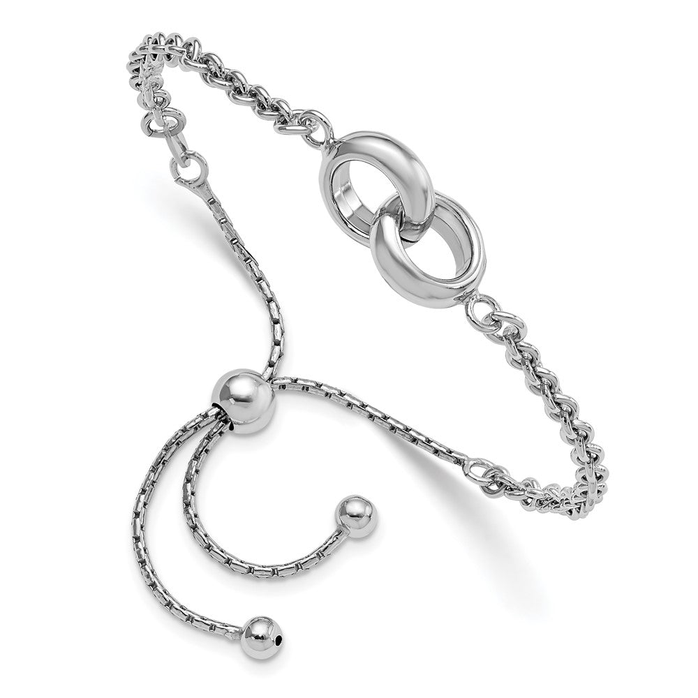 Sterling Silver Rhodium-plated Fancy Link Adjustable 4- 9in Bracelet